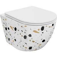 Lena WC-Schüssel Rimless mit absenkbarem Slim-Sitz, Duroplast, wei√üer Terrazzo-Stein - 30224096 - Mexen Lena WC-Schüssel Rimless mit absenkbarem Slim-Sitz, Duroplast, wei√üer Terrazzo-Stein - 30224096 - Mexen von MEXEN