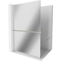 Mexen Kioto+ L Duschwand mit Regal Walk-in 120 x 200 cm, Spiegel, gebürstetes Nickel - 800-120-123-9 Mexen Kioto+ L Duschwand mit Regal Walk-in 120 x 200 cm, Spiegel, gebürstetes Nickel - 800-120-123-9 von MEXEN