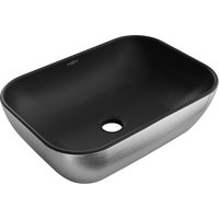 Rita Aufsatzwaschbecken 45 x 32 cm, schwarz matt/Silber Linienmuster - 21084573 - Mexen von MEXEN