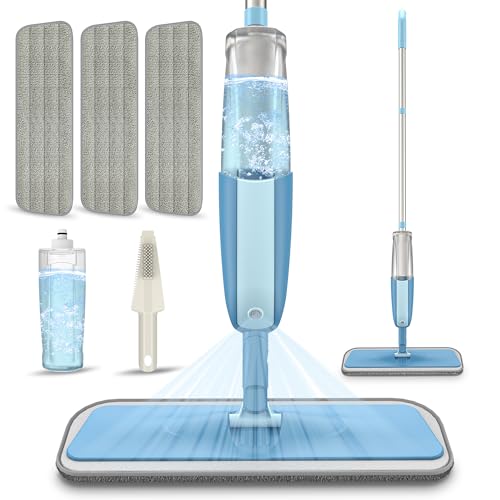 Wischer mit Sprühfunktion, MEXERRIS Sprühwischer Bodenwischer mit Wassertank 360 Grad Rotierender Wischmopp Spray Mop Wischer Boden mit 3 Waschbaren Mikrofaser Pads für alle Böden von MEXERRIS