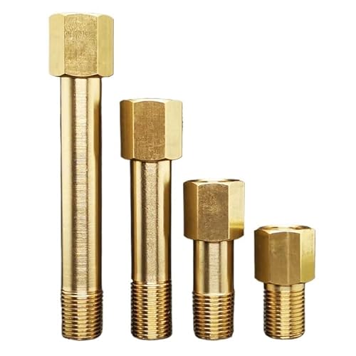 MEXEWORD 1/8 "1/4" 3/8 "1/2" BSP Männlich Zu Weiblich Gewinde Kupfer Messing Sterben Lange Anschluss Nippel Rohr Fitting Adapter for Wasser Kraftstoff Gas(50mm 1/8") von MEXEWORD