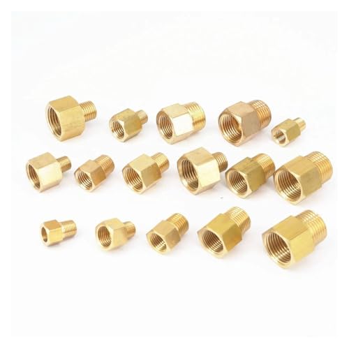MEXEWORD 1/8" 1/4" 3/8" 1/2" NPT Buchse auf Stecker BSP Messing Rohrverschraubungsadapter for Manometer Gas Kraftstoff Wasser(Type 21) von MEXEWORD