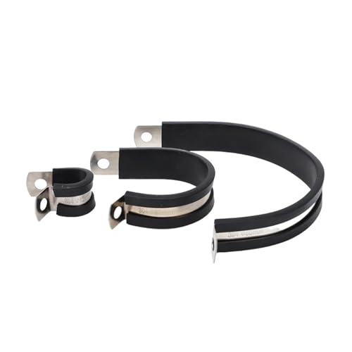 MEXEWORD 1 STÜCKE Schlauchschelle 304 Edelstahl Schlauchschelle R Typ Gummi Feste Klemme Draht Rohr Hoop Vibrationsdämpfung Rohrschelle Gummi ausgekleidet P Clips(Diameter 55mm) von MEXEWORD