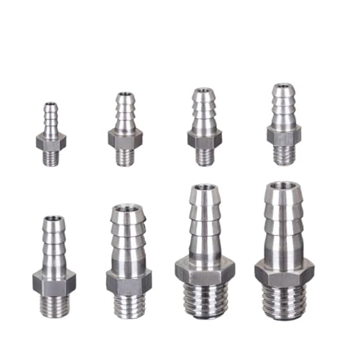 MEXEWORD 304 Miniatur M3 M4 M5 M6 M8 metrischer Stecker auf 3 mm 4 mm 5 mm 6 mm 8 mm Schlauchanschluss OD Messinganschluss Rohrverschraubung Koppler Anschlussadapter(4-M4) von MEXEWORD