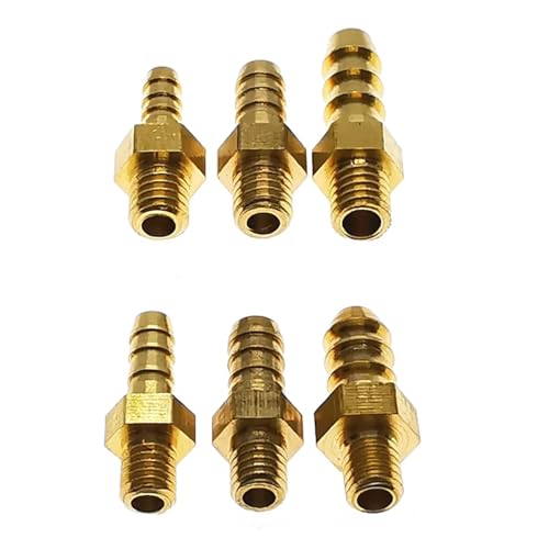 MEXEWORD 5 Stück Miniatur-Mikro-M4-M5-M6-M8-Metrisch-Stecker auf 3 mm, 4 mm, 5 mm, 6 mm, 8 mm Schlauchtülle, Außendurchmesser, Messingtülle, Rohrverschraubung, Koppler-Stecker-Adapter(4-M5 0.8) von MEXEWORD