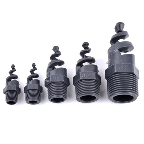 MEXEWORD 5 Stücke 1/4~1 Zoll UPVC Spiraldüse Spray Sprinklerkopf Gartenbewässerungsdüse Joint Aquarium Wasserauslassstecker(1I2 Inch) von MEXEWORD
