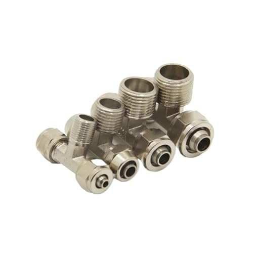 MEXEWORD Luftanschlussstück T-förmiges T-Stück TF-Gewinde 6 8 10 12 mm Schlauchleitung zu 1/8" 1/4" 3/8" 1/2" BSPT Außengewinde Pneumatische Kupplung(PB6-01) von MEXEWORD