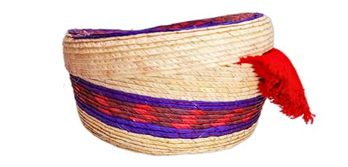 MEXTEQUIL - Authentischer mexikanischer Tortilla-Wärmerkorb – Handgewebt mit handgewebtem Tuch (lila mit rotem Tuch) von MEXTEQUIL