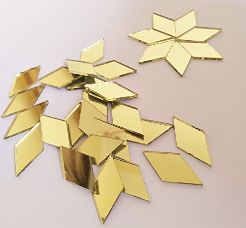 200 Stück Diamant-Spiegel-Mosaikfliesen, Glasspiegel-Mosaik, Bastelzubehör, Mosaik-Echtglasspiegel (Goldspiegel, 12,7 x 25,4 mm) von MEYA