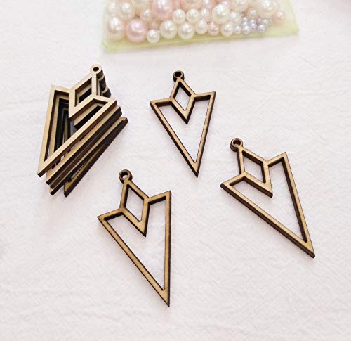 30 Stück Naturholz-Ohrringe, blanko, hohl, Diamant-Dreieck-Form, unlackiert, lasergeschnitten, Holzschmuck für Ohrringe, Schmuckherstellung (5,1 cm) von MEYA