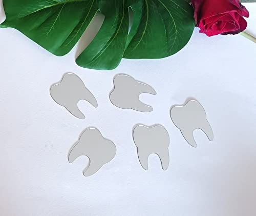 50pcs von DIY Zähne Form Wandspiegel Aufkleber,Zahnpflege gespiegelt Zähne Abziehbilder für Zahnarzt Klinik Party Dekoration (1inch, Silver Mirror) von MEYA