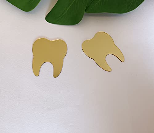 50pcs von DIY Zähne Form Wandspiegel Aufkleber,Zahnpflege gespiegelt Zähne Abziehbilder für Zahnarzt Klinik Party Dekoration (2inch, Gold Mirror) von MEYA