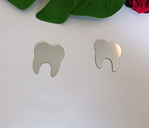 50pcs von DIY Zähne Form Wandspiegel Aufkleber,Zahnpflege gespiegelt Zähne Abziehbilder für Zahnarzt Klinik Party Dekoration (2inch, Silver Mirror) von MEYA