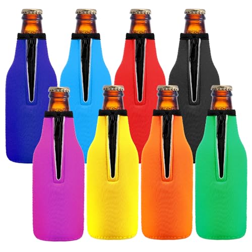 Flasche Flaschenkühler, 8 Stück Bierflaschenkühler, Bierkühler mit Reißverschluss, Kühlmanschette für Flaschen, Dosenkühler für Bier, Getränke, Kühler 8 Colors 330ml von MEYAGOT