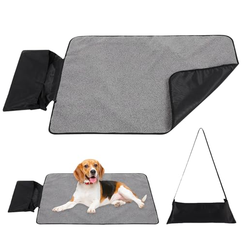 MEYAGOT Faltbare wasserdichte Haustier Decke,100 x 70cm Faltbare wasserdichte Hundedecke,wasserdichte Hundematte Für Outdoor Mit Tasche,Große Reisedecke Für Haustier Für Katzen,Hunde,Welpen(Schwarz) von MEYAGOT