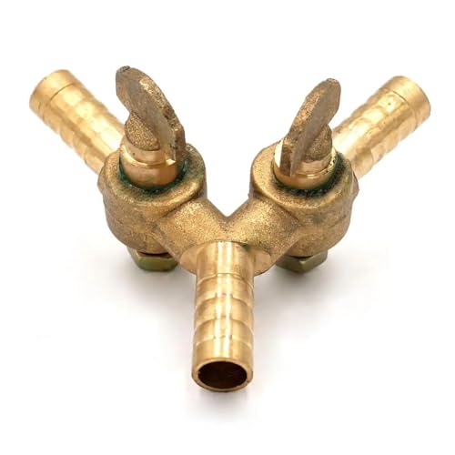 3-Wege-Kugelhahn, 3-Wege-Kugelhahn aus Messing mit Widerhaken for Schlauch I/D 8-10 mm for Kraftstoff, Luft, Gas(8Mm) von MEYINGOU