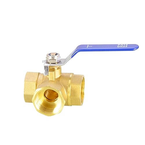 3-Wege-Kugelhahn, Messing BSP Innengewinde Vollanschluss 3-Wege-Kugelhahn T Typ L Typ 1/4 Zoll 1/2 Zoll 3/4 Zoll 3/8 Zoll 1 Zoll for Wasser Öl Luft Gas(Ttype,1In) von MEYINGOU