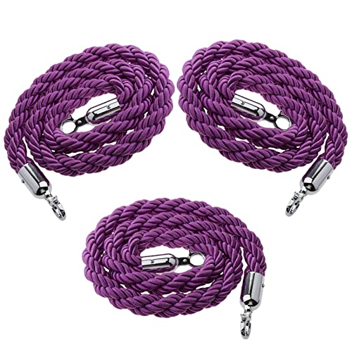 Absperrseil, Absperrseil, 3 Stück Absperrseile zur Kontrolle von Menschenmengen, Lila 2,8 cm Dickes geflochtenes Hanfseil,(Purple,270cm/8.9ft) von MEYINGOU