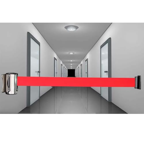 Einziehbarer Warteschlangen-Absperrgurt, Wandhalterung 2/3/5/10 m, optional einziehbare Farben for die Kontrolle von Menschenmengen, Warteschlangenbarrieren, Linienteiler mit Zubehör(B,3 meters/9.8FT) von MEYINGOU