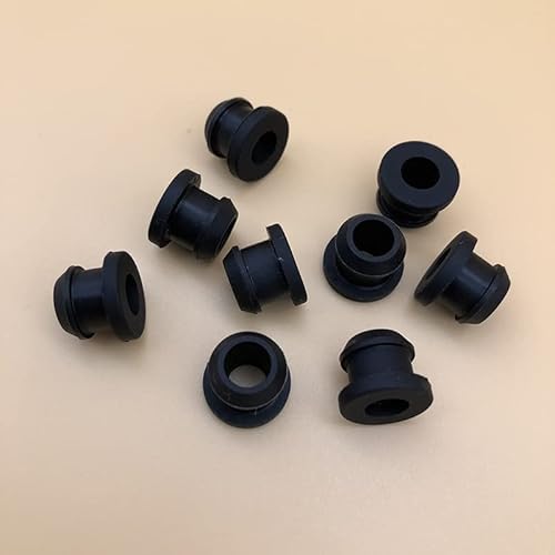 Gummi-Verschlusskappen, Staubstopfen, 10 Stück Gummitülle, zweiseitig, Hochtemperaturdichtung, T-Typ-Stecker mit Loch, 0,45/0,48/0,5/0,55 Zoll, Silikontülle(Black,A 12Mm) von MEYINGOU