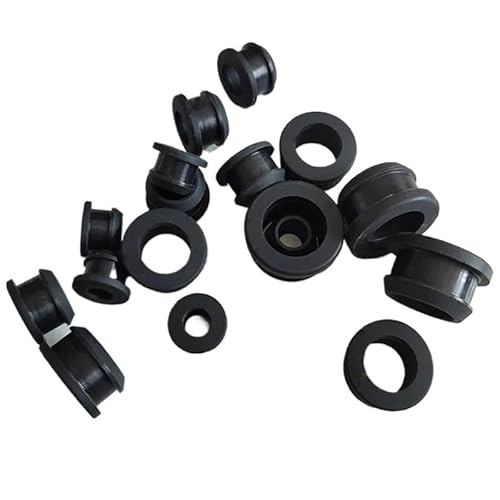 Gummi-Verschlusskappen, Staubstopfen, 10Pcs Schwarz Gummi Silikon Ösen Snap Auf Durchgangsloch Einsätze Stecker Draht Protector Ring Dichtung Ringe(A10mm(e 7mm)) von MEYINGOU