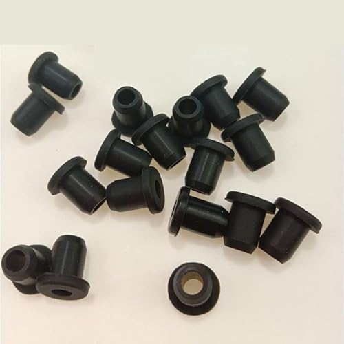 Gummi-Verschlusskappen, Staubstopfen, 10Pcs Silikon Gummi Draht Tülle Runde Hohl Stecker mit Loch 3-5Mm Silicon End Kappen(Black,A 8Mm B 0.32 Inch) von MEYINGOU