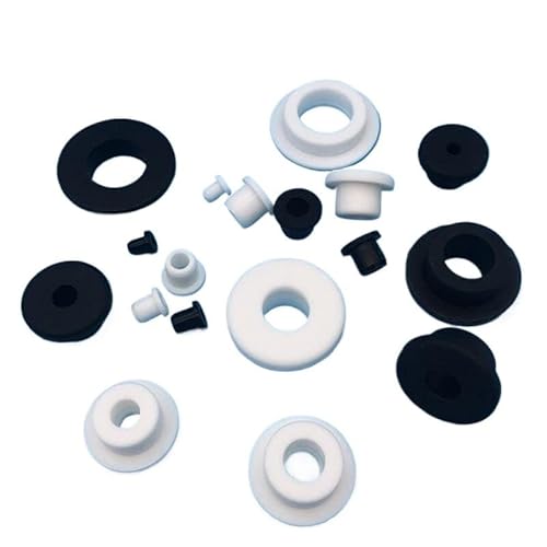 Gummi-Verschlusskappen, Staubstopfen, 10Pcs Silikon Gummi Draht Tülle Runde Hohl Stecker mit Loch 3-5Mm Silicon End Kappen(White,A 15.5Mm 0.61 Inch) von MEYINGOU