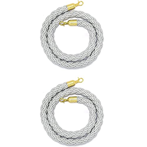 MEYINGOU Absperrseil, Absperrseil, 2er-Set Crowd Control Rope, for Warteschlangenteiler im Restaurant, Kino, Hotel, Feier(Grey,2m/6.5ft) von MEYINGOU