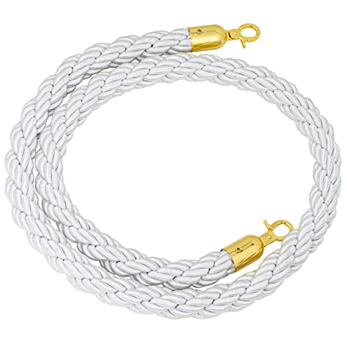 MEYINGOU Absperrseil, Absperrseil, Geflochtene Hanfseilbarriere for Warteschlangenteiler, Seilsicherheitsbarriere, Absperrseil zur Kontrolle der Menschenmenge,(White,2.7m/8.9ft/106in) von MEYINGOU