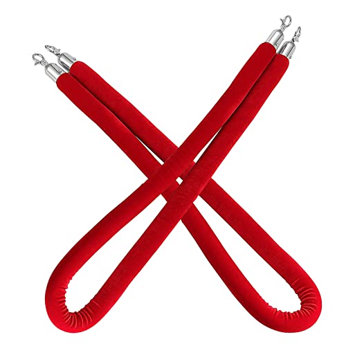 MEYINGOU Samtpfostenseil, Rotes, exquisites Absperrseil aus Samt for Hochzeiten/Veranstaltungen auf dem roten Teppich, 2er-Pack Hochleistungs-Absperrseile,(1m/3.2ft) von MEYINGOU