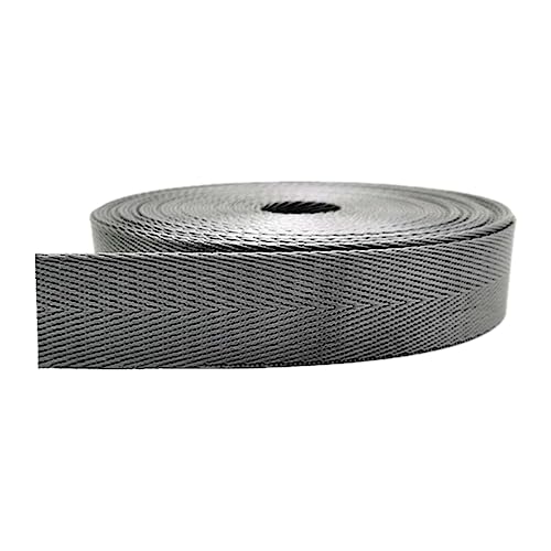 Polypropylen-Gurtband, Nylon-Gurtband mit Fischgrätenmuster, 25 mm, mehrfarbig, 5/10/20 Yard(Grey,5 yard) von MEYINGOU