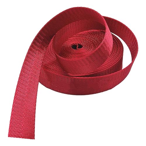 Polypropylen-Gurtband, Nylon-Gurtband mit Fischgrätenmuster, 25 mm/38 mm x 5–20 Yard, mehrfarbig, for Taschen, Rucksäcke, DIY(Red,38mm x 10 yard) von MEYINGOU
