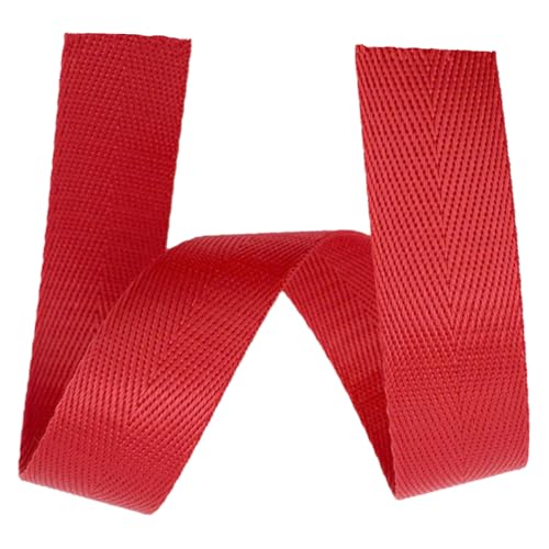 Polypropylen-Gurtband, Nylon-Gurtband mit Fischgrätenmuster, 38 mm breit, mehrfarbig, 5/10/20 Yards for Taschen, Rucksackgürtel(Red,20 yard) von MEYINGOU