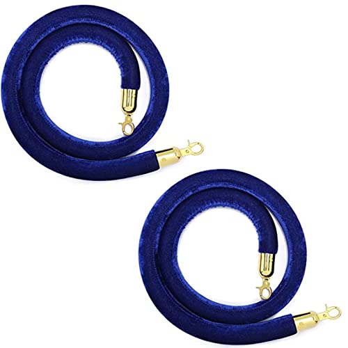 Samtpfostenseil, 1,2 m Absperrseil mit Haken zur Kontrolle von Menschenmengen, 2er-Set aus Samt-Pfostenseil(Blue a,3.3ft/100cm) von MEYINGOU