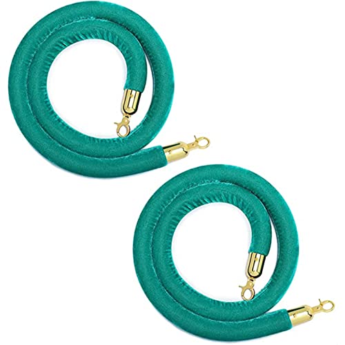 Samtpfostenseil, 1,2 m Absperrseil mit Haken zur Kontrolle von Menschenmengen, 2er-Set aus Samt-Pfostenseil(Green B,4.9ft/150cm) von MEYINGOU