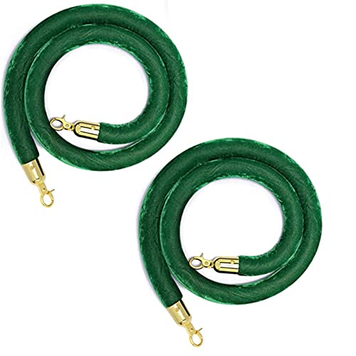 Samtpfostenseil, 1,2 m Absperrseil mit Haken zur Kontrolle von Menschenmengen, 2er-Set aus Samt-Pfostenseil(Green a,3.3ft/100cm) von MEYINGOU