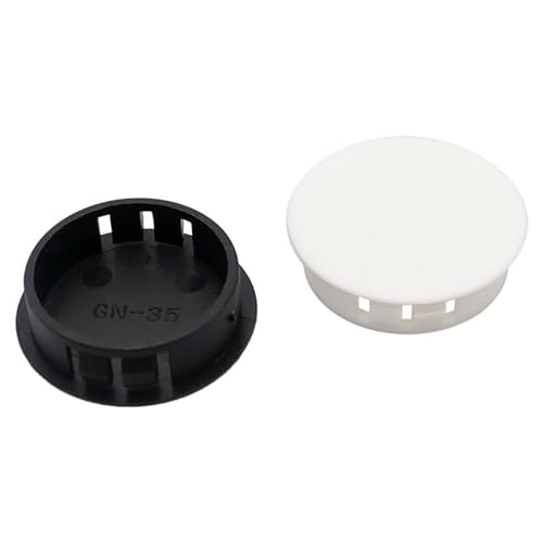 Schreibtischtülle, 50PCS Weiß Möbel Loch Abdeckung Kunststoff Dekorative Loch Desktop Kabel Tülle Schwarz Snap Kappe Runde(White,13mm) von MEYINGOU