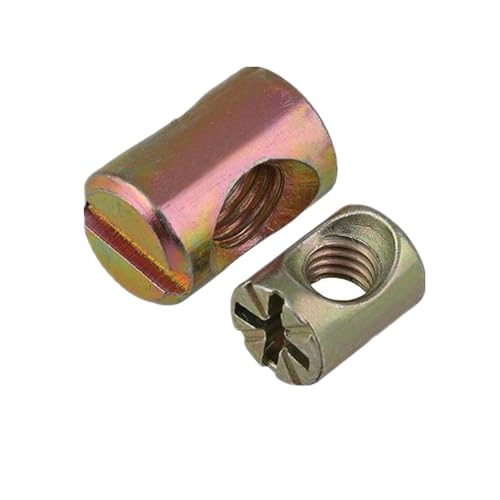 Zylindermuttern, Schlitzmutter, 10PCS Barrel Schrauben Kreuz Dübel Schlitz Armaturen Bett Oder Stuhl Horizontale Loch Mutter(M6 x 11 mm Crosshead) von MEYINGOU