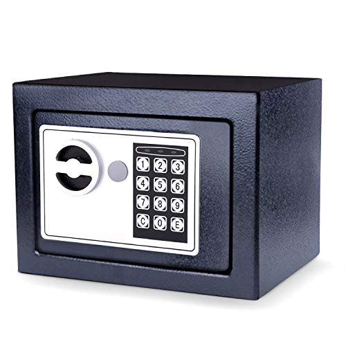 Kleiner Tresor,Elektronischer Safe mit Schlüssel zur Notöffnung,Wandtresore,230 x 170 x 170 mm, Schwarz von MEYKEY