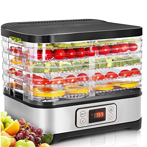 MEYKEY Dörrautomat, Dörrgerät, 24-Stunden-Timer, Obst- Fleisch- und Früchte-Trockner, 8 Paletten, Dörrautomat mit temperaturregler, Einstellbare Temperatur (35 ° C-70 ° C), 400 W von MEYKEY