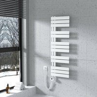 Badheizkörper Elektrisch Handtuchtrockner Weiß 1176 x 400 mm Panel Handtuchheizkörper mit 600W Thermostat - Linken Anschluss - Meykoers von MEYKOERS