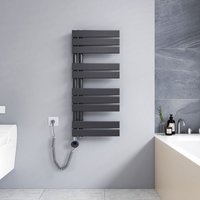 Badheizkörper Elektrisch mit Heizstab, Elektrisch Handtuchheizkörper mit Temperatureinstellung Und Timer, 899 x 400mm Anthrazit Handtuchtrockner von MEYKOERS