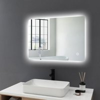 Badspiegel 70x50cm led Beleuchtung mit Beschlagfrei Wandspiegel Kaltweiße Licht - Meykoers von MEYKOERS