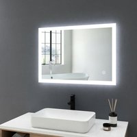Badspiegel led mit Beleuchtung und Beschlagfrei 50x70cm Badezimmerspiegel mit Dimmbar, Touch, Warmweiß /Kaltweiß /Neutral 3000K/6500K/4000K - Meykoers von MEYKOERS