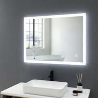 Badspiegel led mit Beleuchtung und Beschlagfrei 80x60cm Badezimmerspiegel mit Dimmbar, Touch, Warmweiß /Kaltweiß /Neutral 3000K/6500K/4000K - Meykoers von MEYKOERS