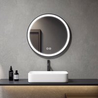 Meykoers Badspiegel Rund mit Beleuchtung 70cm Badezimmerspiegel, Modern Wandspiegel mit Touch und 3 LED Lichtfarbe von MEYKOERS