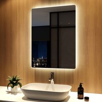 Badspiegel led 80x60cm Badezimmerspiegel mit Kaltweiße Beleuchtung touch Schalter Wandspiegel - Meykoers von MEYKOERS