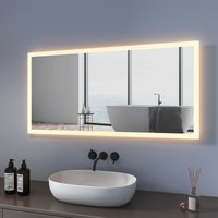 Badspiegel mit Beleuchtung 120x60cm Badezimmerspiegel, Wandspiegel mit Warmweiß Beleuchtung Wandschalter - Meykoers von MEYKOERS