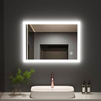 Badspiegel mit Beleuchtung 70x50 Badezimmerspiegel 3 Lichtfarbe led Energie Wandspiegel mit Touchschalter, Beschlagfrei, Warmweiß/Neutral/Kaltweiß von MEYKOERS