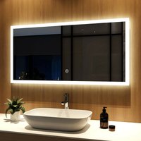 Badspiegel mit LED-Beleuchtung 120x60cm, mit Touchschalter und dimmbarer Kaltweiß-Licht (6500K) - Meykoers von MEYKOERS